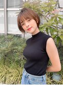 小顔ショートボブハイライトカラー大人ショートカット白髪ぼかし