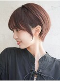 大人可愛い20代30代40代黒髪前下がりひし形小顔ボブ丸みショート