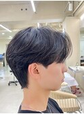 メンズセンターパートニュアンスパーマ毛流れメンズパーマ