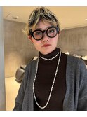 冬カラー大人可愛い小顔ひし形ベリーショートカット20代30代