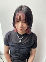ステアケース ギンザセブン(stair:case ginza7) インナーピンクカラー×顔まわりレイヤーくびれボブ
