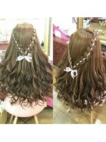 リボン編み込みアレンジ