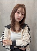チョコレートブラウンミディアムレイヤーカット髪質改善渋谷