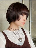 丸みショート・ボブ/丸顔/前髪あり/絶壁解消/20代/30代/長め