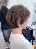 ショート/オリーブカラー/髪質改善/白髪ぼかし/小顔