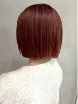 オレンジペコ(orange peco)&nbsp;オレンジブラウン ブリーチなし 切りっぱなしボブ 透明感カラー