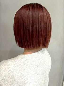 オレンジペコ(orange peco) オレンジブラウン ブリーチなし 切りっぱなしボブ 20代