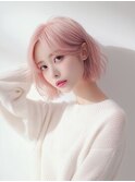 シアーピンク×カジュアルボブヘアー