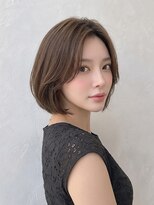 カバーヘア ブリス 志木南口駅前店(COVER HAIR bliss)&nbsp;夏カラーブリーチなしフレンチバング/ショートボブベージュp志木