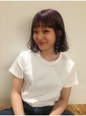 パープルグレージュ×切りっぱなしBOB