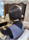ぷつっとボブ　縮毛矯正　グレージュカラー