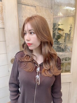 アミュレ(Amule) 韓国風ヨシンモリフェザーバングミルクティーカラーベージュ