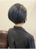 丸みショート/ショートボブ/前下がり/ダークネイビー/日吉