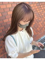 ガーデンヨコハマ(GARDEN YOKOHAMA)&nbsp;シアーカラーピンクブラウンブリーチセミロング前髪イメチェン