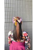 卒業式ヘア/ハーフアップ/袴ヘアアレンジ/袴アレンジ/着付け