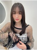 小顔フェミニンロングレイヤー美髪ワイドバングブルーブラック2