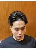 銀座　個室　理容室　メンズパーマ　オールバックパーマ