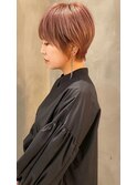 大人ショート×ピンクベージュ