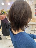 ミディアムレイヤーくびれウルフパールベージュ◎20代～50代