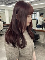 ニコ トウキョウ 渋谷(nico TOKYO)&nbsp;ダブルカラーチェリーレッドピンクブラウン韓国レイヤーロング