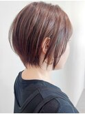 say.ショートボブ耳掛けショートローズブラウンピンクベージュ