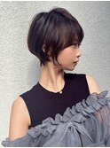 ひし形ショート×艶ブラウン
