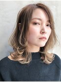 ワンカールレイヤー_マロンベージュかきあげロング_38372