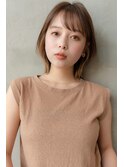 大人かわいい前髪セシルカットココアブラウンフリンジウェーブ