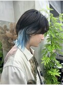【GEEKS渋谷】センターパートウルフ/インナー/みずいろ/中性的