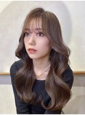 韓国ヘアレイヤーカット顔周りカットブリーチなしダブルカラーA