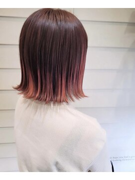ヘアサロン エフ 渋谷(F) #ピンク#切りっぱなしボブ#グラデーションカラー