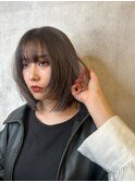 ボブ　顔まわりレイヤー　透明感カラー　髪質改善　福岡美容室