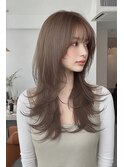  バタフライカットハッシュカットマレットヘアチェリーレッド