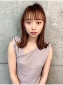 大人かわいい シースルーバング外ハネミディ