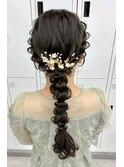 結婚式お呼ばれ編みおろし／花飾り/アレンジ