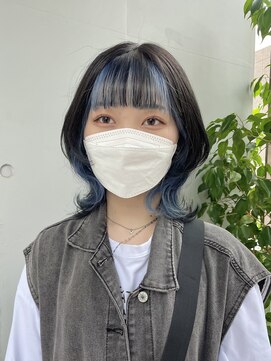 カリーナコークス 原宿 渋谷(Carina COKETH) 水色/インナーカラー/ダブルカラー/レイヤーカット/ウルフカット