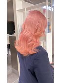6987ニュアンスカラーホワイトピンク波巻きミルクティーピンク