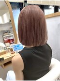 20代30代大人可愛いくすみピンクベージュボブ耳掛け透明感