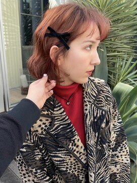 ノラギンザユー(NORA GINZA/U) 暖色カラーダブルカラーオレンジブラウンピンクレッドボブ