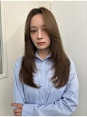 ロングレイヤー韓国ヘア透明感ベージュブラウン