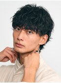 メンズミディアムパーマツイストスパイラルパーマセンターパート