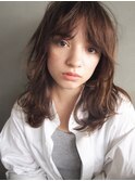 大人可愛い/ココアベージュ/グレージュカラー/ボブウルフ/黒髪
