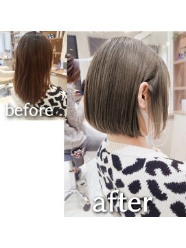 アッシュ 清瀬店(Ash) ハイトーンボブ×縮毛矯正
