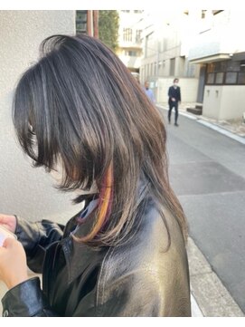 プラグ(Plug) マッシュロングウルフレイヤー黒髪小顔似合わせ顔周りカット