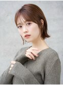 大人可愛い前髪あり耳掛け外ハネボブ20代30代40代