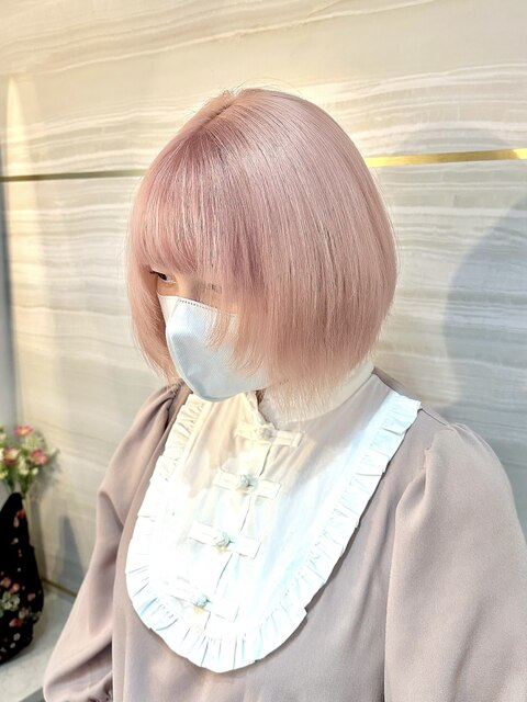 《ゆい》ホワイトピンク/ピンクベージュ/前髪パーマ