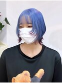 ブルー×ワインレッド 裾カラー
