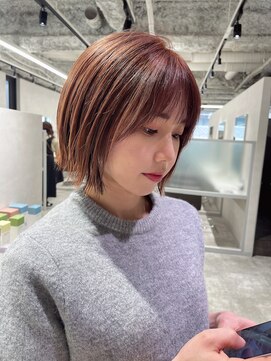 キートス(Kiitos) オレンジピンク大人可愛いボブ/20代30代