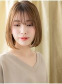 美髪細めハイライト前下がり小顔切りっぱなしボブY浦和20代30代