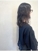 【shima】黒髪セミロング/ランダムパーマ/大人かわいい